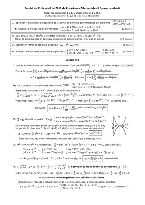 Ejercicios Integrales Calculo Examen 1 Parcial De 11 De Abril De 2011