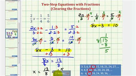 Two Step Equations With Fractions Calculator