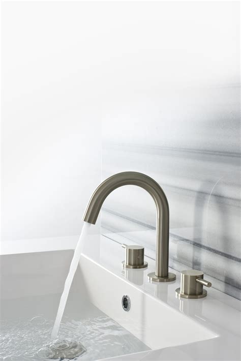 Mike Pro Deck Mounted Bathroom Basin Tap In Brushed Stainless Steel