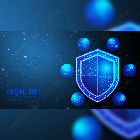 Shield And Wifi Icon Security Concept Data Secure Abstract Low Poly