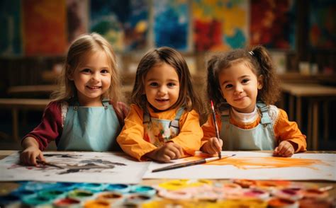 Children painting in art class 29285416 Stock Photo at Vecteezy