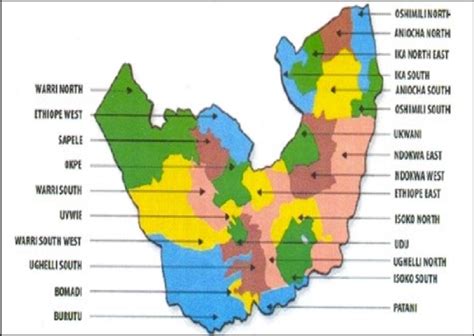 Map of Delta State showing the Local Government Areas | Download ...