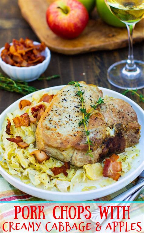 Pork Chops With Creamy Cabbage And Apples Spicy Southern Kitchen