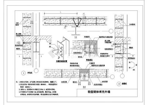 某钢结构轻质填充墙连接节点cad设计构造详图节点详图土木在线