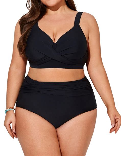 Amazon Hanna Nikole Womens Plus Size Bikini Set Two Piece High Waisted Swimsuits Tummy