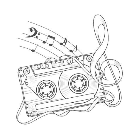 Premium Vector Hand Drawn Cassette Tape Outline Illustration