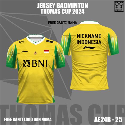 Jual Jersey Badminton Piala Thomas Uber Cup Baju Kaos Bulutangkis