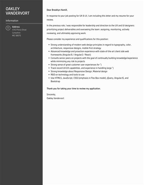 Ux And Ui Cover Letter Velvet Jobs