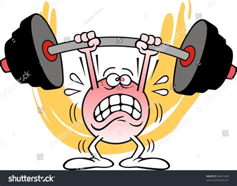 Moodie Character Struggling Lift Heavy Barbell Stock Illustration