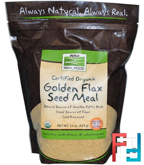 Real Food Certified Organic Golden Flax Seed Meal Now Foods 22 Oz