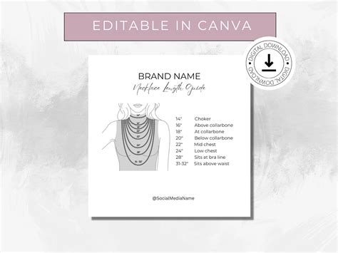 Editable Necklace Size Chart Necklace Length Guide Necklace Length