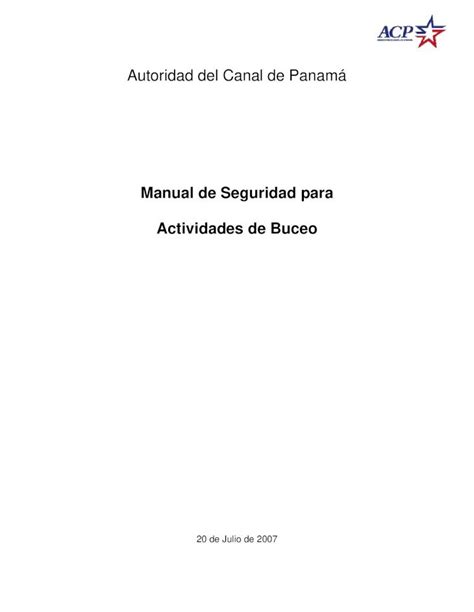 Pdf Manual De Seguridad Para Actividades De Buceo Operaciones De