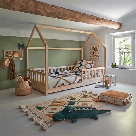 Lit cabane enfant Bosco bois 90x190 cm Atmosphera créateur d intérieur