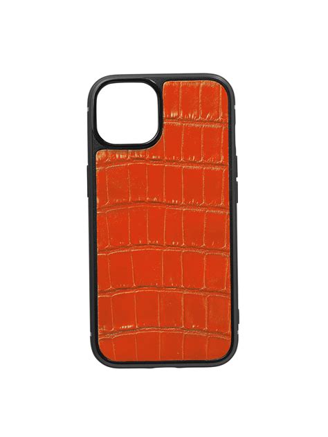 Iphone 14 Case Orange Shiny Alligator Maison Jean Rousseau