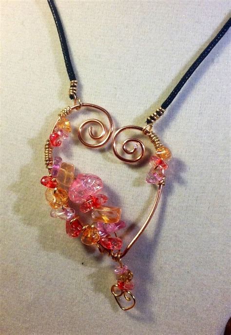 Items Similar To Heart Wire Wrapped Pendant Necklace On Etsy