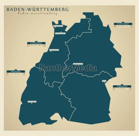 Moderne Landkarte Baden Württemberg Lizenzfreies Foto 12195176