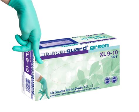 Semperguard Green Box Of 200 Disposable Nitrile Powder Free Gloves