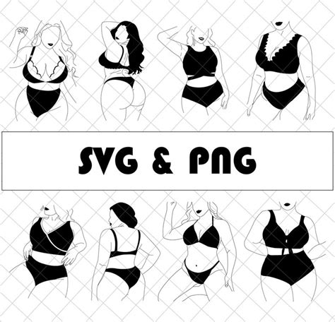 Curvy Woman Body Svg Woman Body Png Woman Line Art Svg Bikini Body