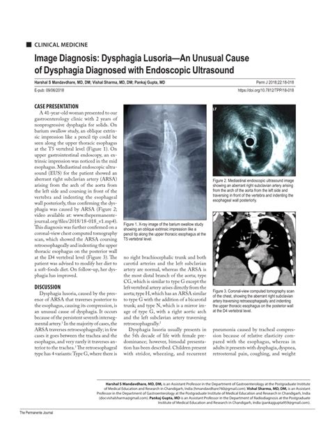 Pdf Image Diagnosis Dysphagia Lusoria—an Unusual Cause Of Dysphagia