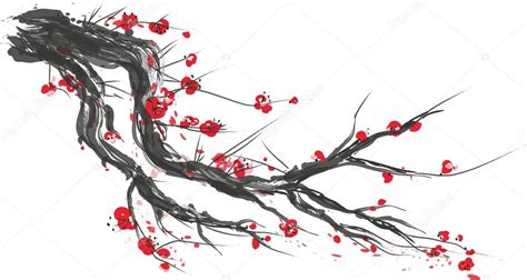 Realistic sakura blossom - Japanese cherry tree isolated on white ...