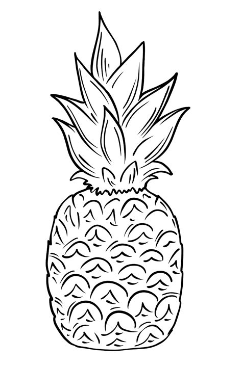 Ananas Ausmalbild für Kinder Kostenlos Drucken und Online