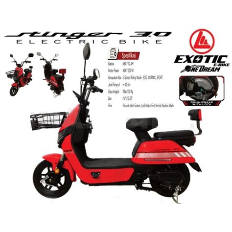 Jual SEPEDA LISTRIK ELECTRIC BIKE EXOTIC STINGER 3 0 ORIGINAL