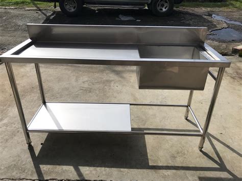 Single Bowl Stainless Steel Right Sink Table With Shelf Mandarin