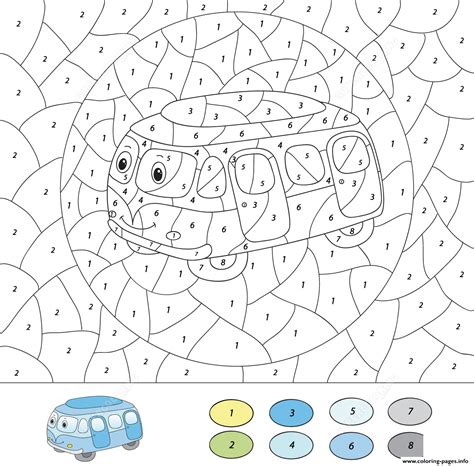 Cartoon Bus Color By Number Free Printable Coloring page Printable