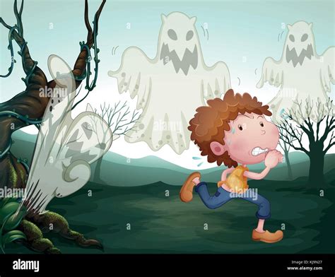 Illustration Of The Boy And The Three Ghost Stock Vector Image And Art