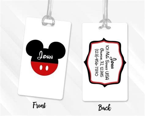 Mickey Mouse Luggage Tag Personalized Bag Tag Disney Etsy