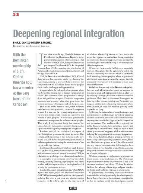 Deepening Regional Integration First Strategic Insight