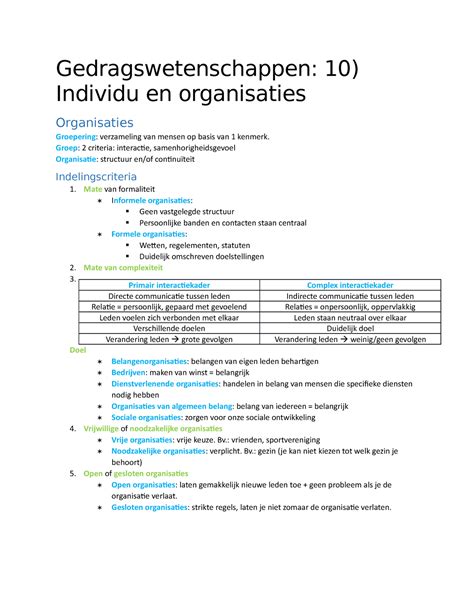 Gedragswetenschappen 10 Samenvatting 2018 Gedragswetenschappen 10