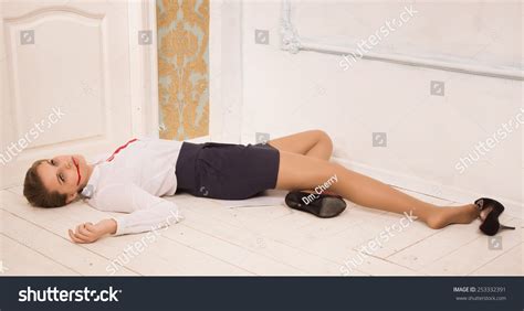 Crime Scene Office Body Lifeless Secretary Stock Photo