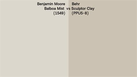 Benjamin Moore Balboa Mist 1549 Vs Behr Sculptor Clay PPU5 8 Side