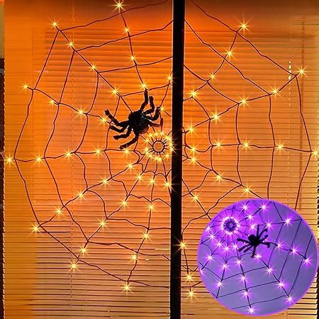 Amazon FUNPENY Halloween 80 LED Orange Spider Web Lights With