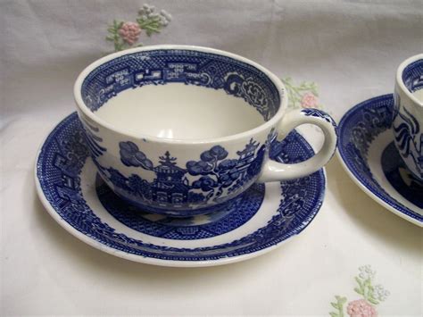 Vintage Blue Willow Tea Cup With Saucer By Homer Laughlin Tea Cups