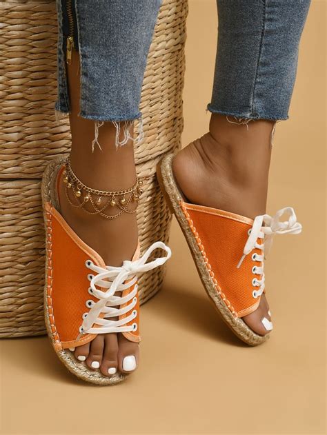 Emery Rose Colorblock Lace Up Front Espadrille Sandals Crochet Shoes