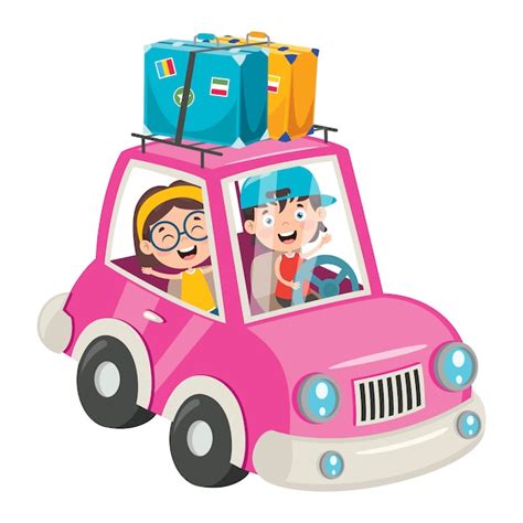 Premium Vector | Cartoon Characters Travelling With Vehicle