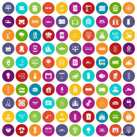 100 Electrical Engineering Icons Set Color Stock Vector 4364942