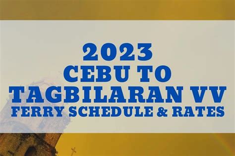 Cebu To Tagbilaran Ferry Schedule And Fare Guide 2023 Oceanjet Lite