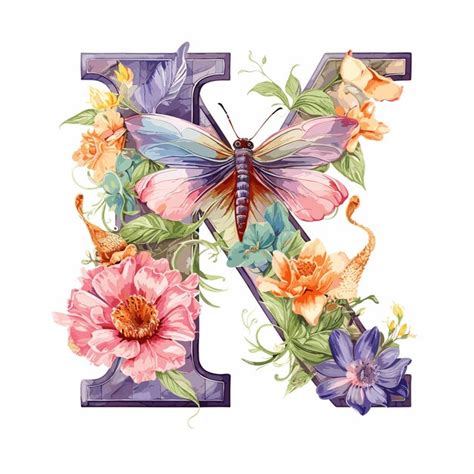 Premium Vector Watercolor Floral Alphabet Tropical Flowers