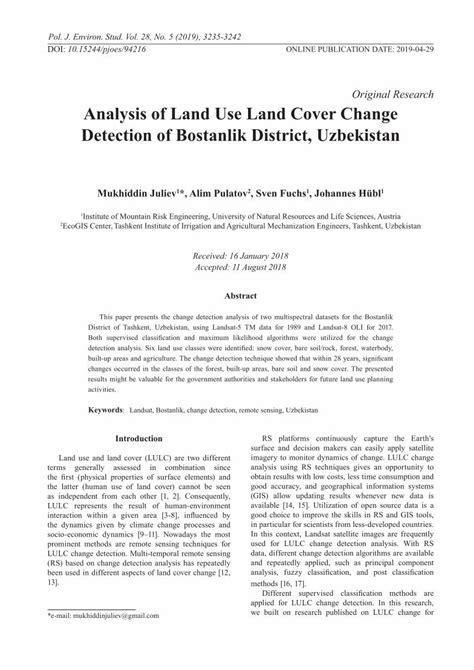 PDF Original Research Analysis Of Land Use Land Cover Change Of