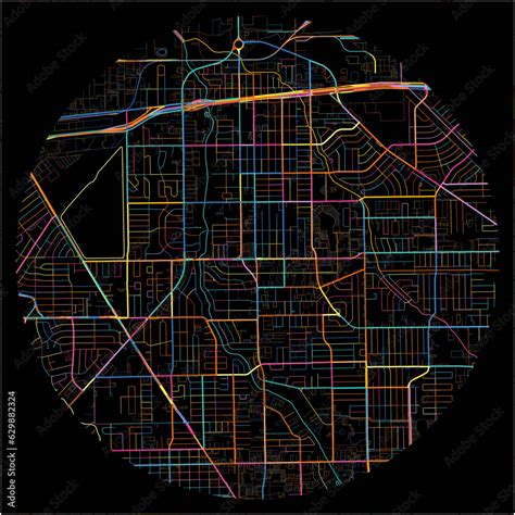 Colorful Map Of Pasadena Texas With All Major And Minor Roads Stock