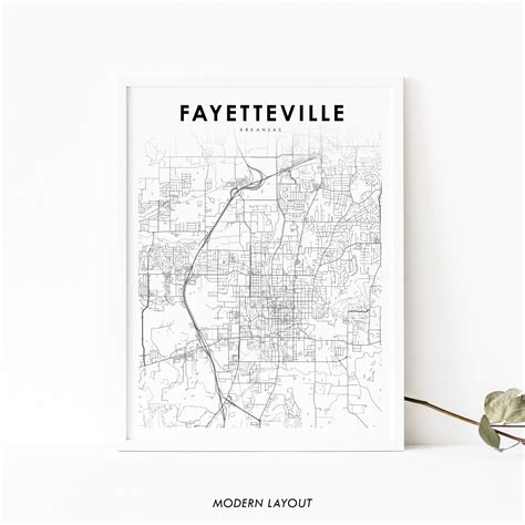 Fayetteville AR Map Print Arkansas USA Map Art Poster City - Etsy