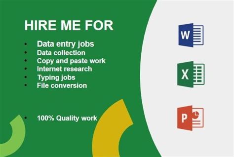 A Poster With The Words Hire Me For Data Entry Jobs Copy And Paster