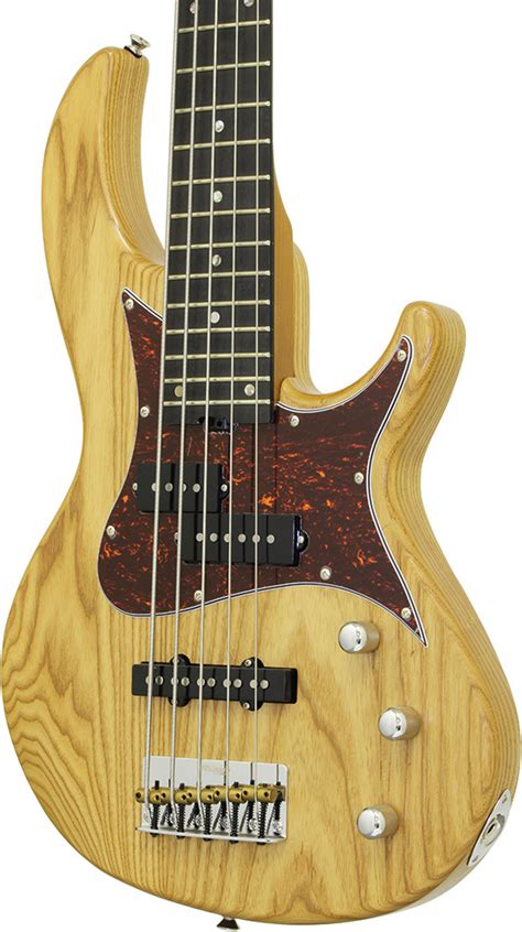 Aria 313mk2 Detroit Series 5 String Electric Bass Guitar In Open Pore Natural Finish