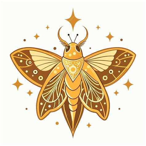Mystical celestial golden moth with stars | Premium AI-generated vector
