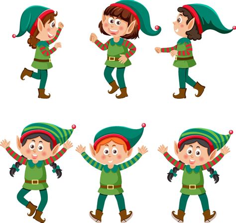 Christmas Elves Cartoon Character Collection 13280549 Vector Art At