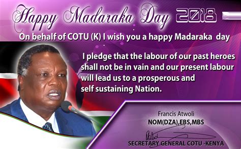 SG’S 55TH MADARAKA DAY CELEBRATIONS’ WISHES – Central Organization of ...