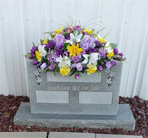 Purple Yellow White Spring Headstone Saddle Cemetery Headstone Etsy